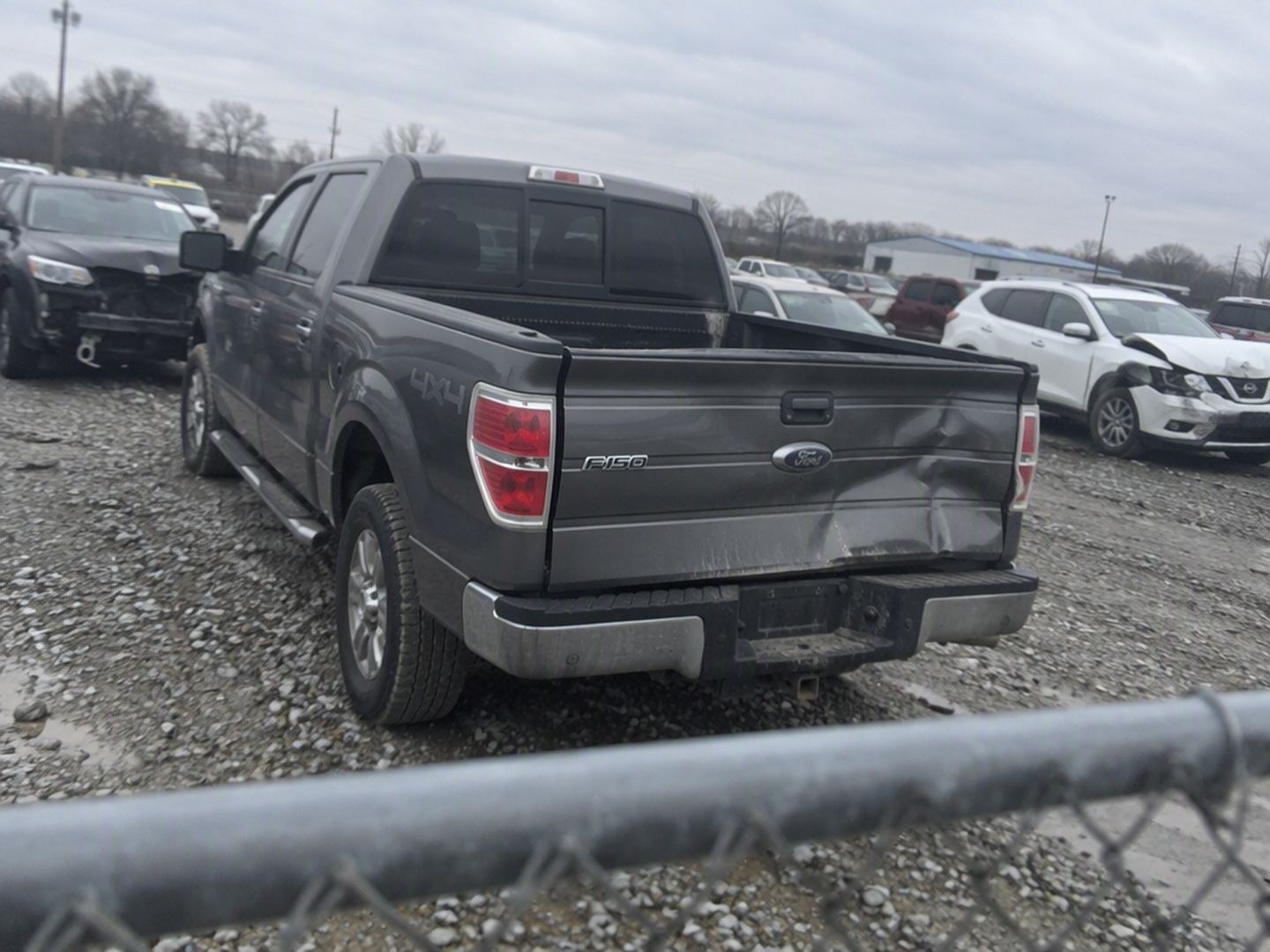 Ford F-150 с помятым задним бортом и ржавчиной на раме на аукционной площадке в США
